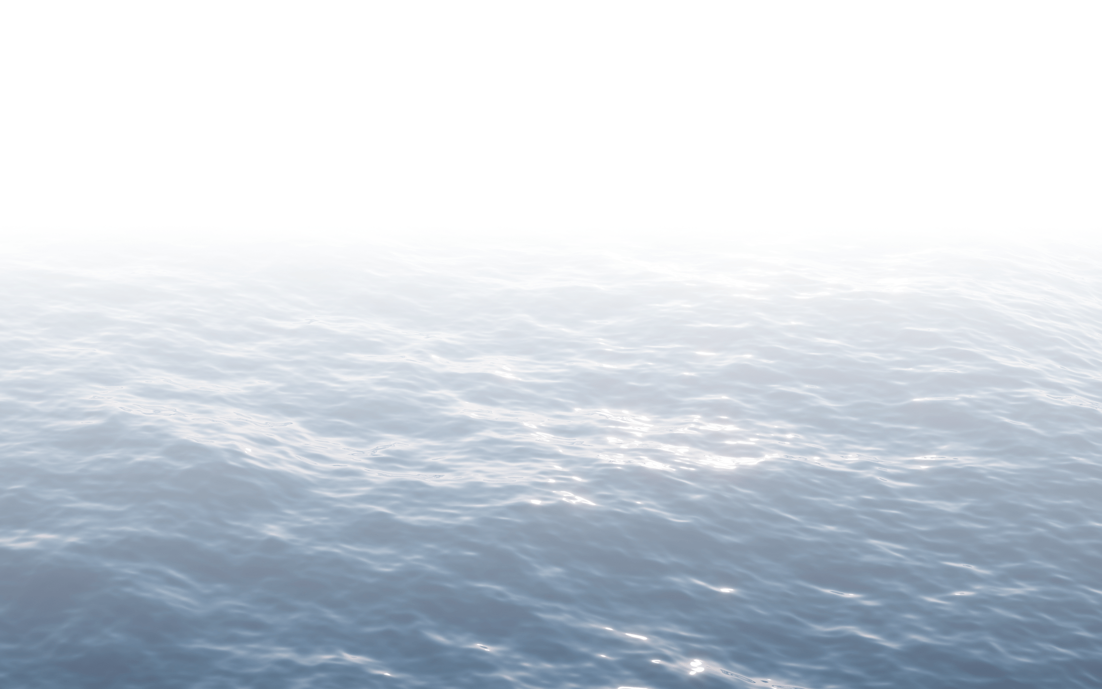 A foggy seascape with calm ocean waves gently reflecting faint sunlight, creating a serene and peaceful atmosphere under a bright, hazy sky.