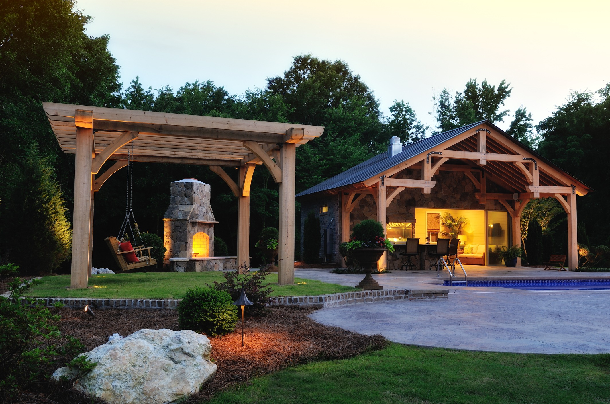 Back Yard Swimming Pool of Luxury Home.