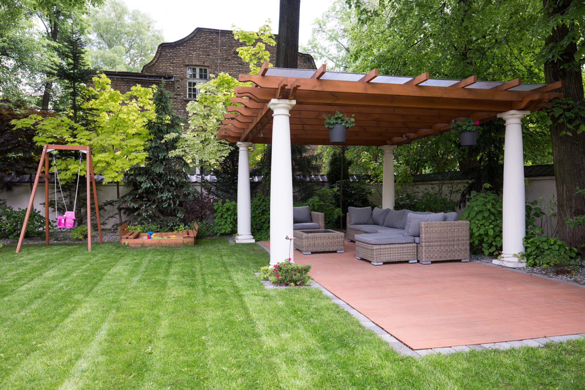 Picture of beauty garden with modern gazebo